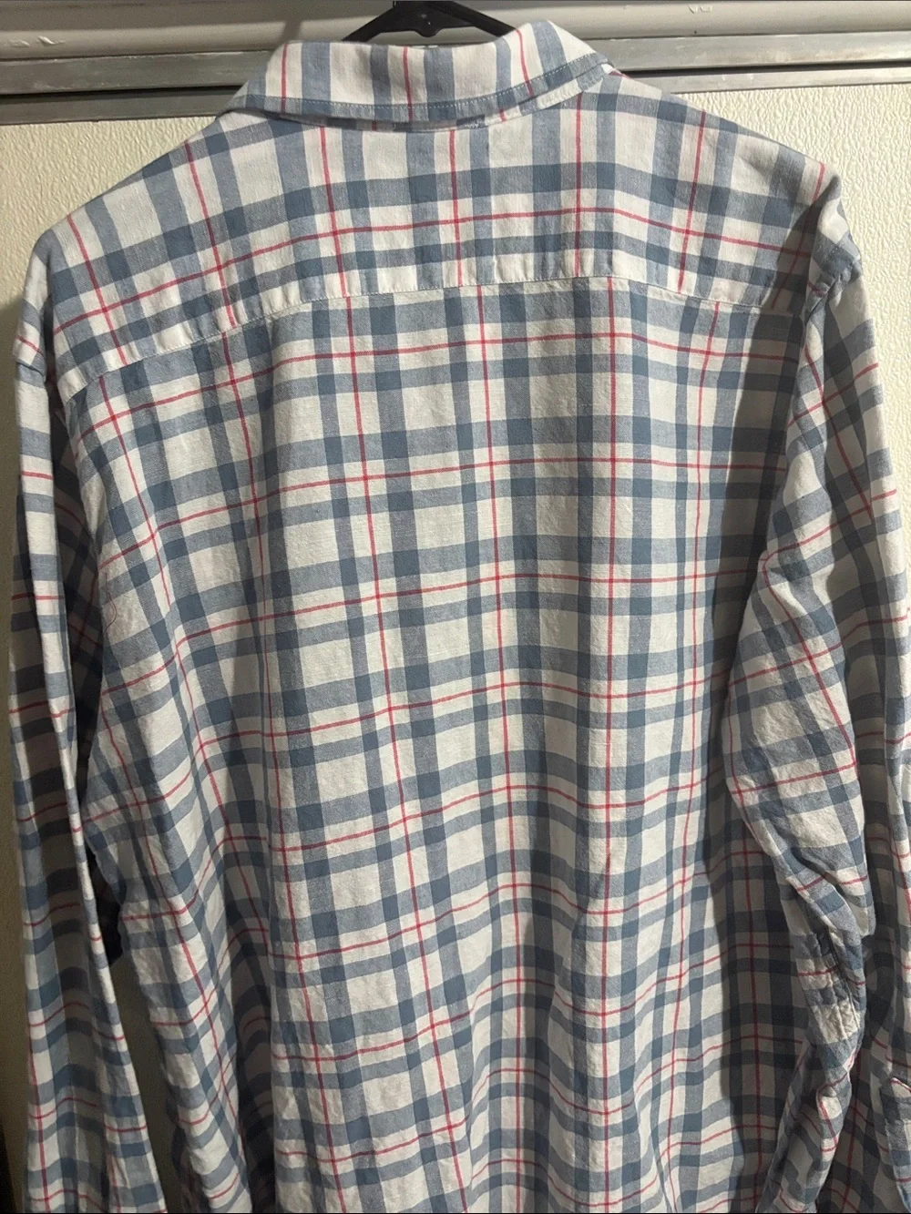 Banana Republic Blue, White and Red Plaid Cotton Button-Down Shirt